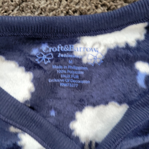 Croft & Barrow Long Nightgown Blue with White Sheep Warm Fuzzy Woman's Medium - Picture 3 of 8